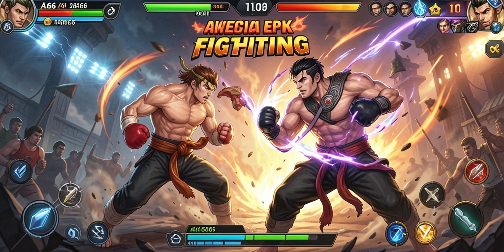 Tampilan menarik dari gameplay AA666 dengan karakter beraksi dalam pertarungan.