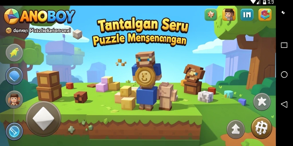 Screenshot gameplay ANOBOY menampilkan tantangan Puzzle yang seru.