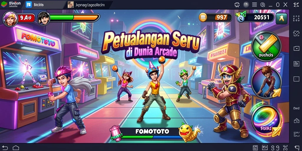Screenshot FOMOTOTO menampilkan aksi gameplay Arcade yang seru dan dinamis.