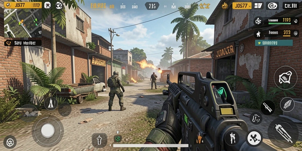 Screenshot gameplay JOS77 menampilkan pertempuran seru dan aksi mendebarkan.
