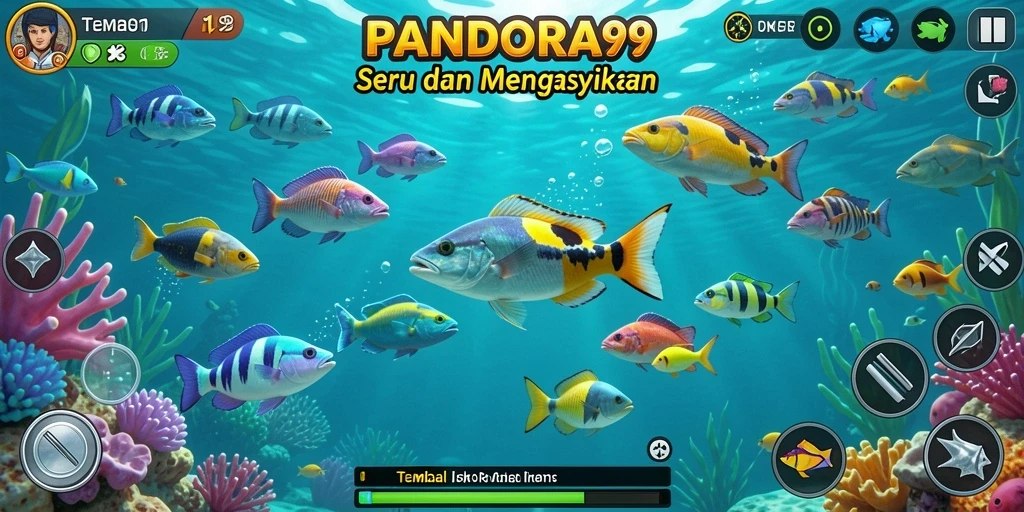 Screenshot PANDORA99 menampilkan aksi menangkap ikan yang seru dan dinamis.