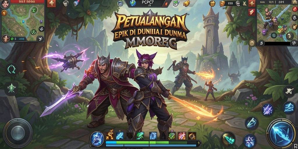 Tampilan screenshot utama PCPC7 menunjukkan aksi pertarungan seru dalam dunia MMORPG.