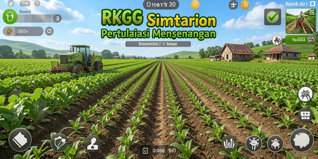 Screenshot RKGG menampilkan gameplay seru bertani dengan tanaman yang berwarna-warni.