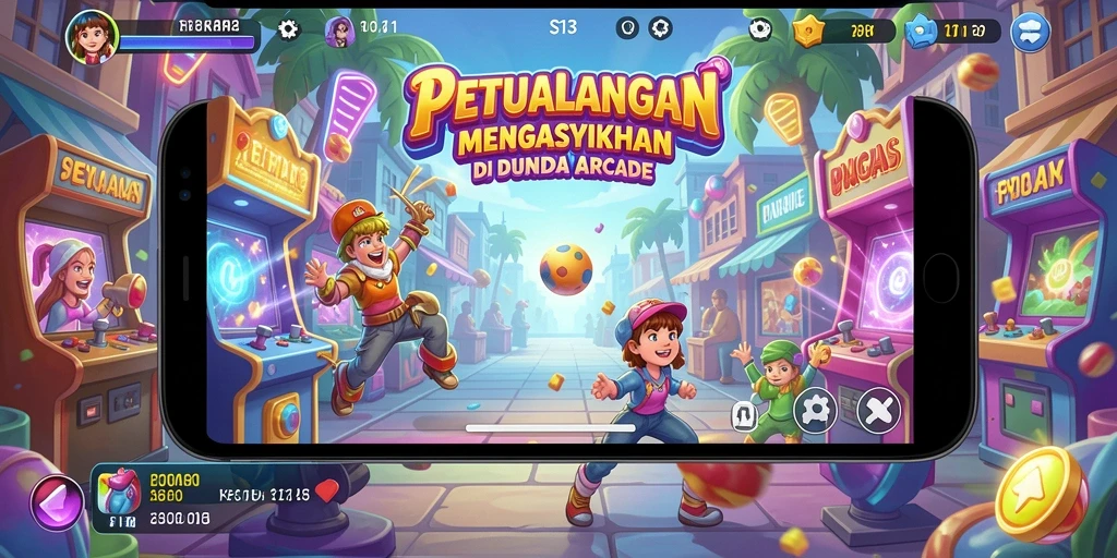 Screenshot S13 menampilkan karakter yang bergerak cepat dalam arena penuh warna.