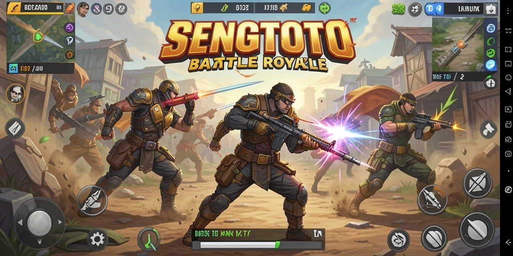 Screenshot gameplay SENGTOTO menampilkan aksi seru pertarungan Battle Royale.