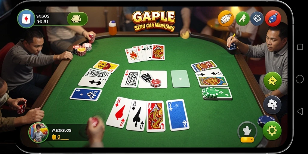 Tampilan gameplay seru WDBOS dalam permainan Gaple.
