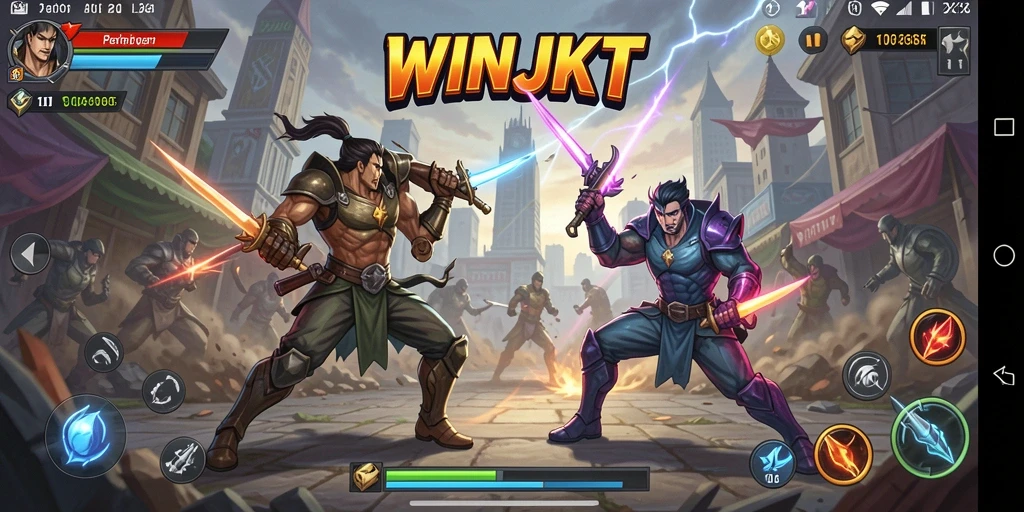 Tampilan gameplay Fighting yang menegangkan dalam WINJKT.