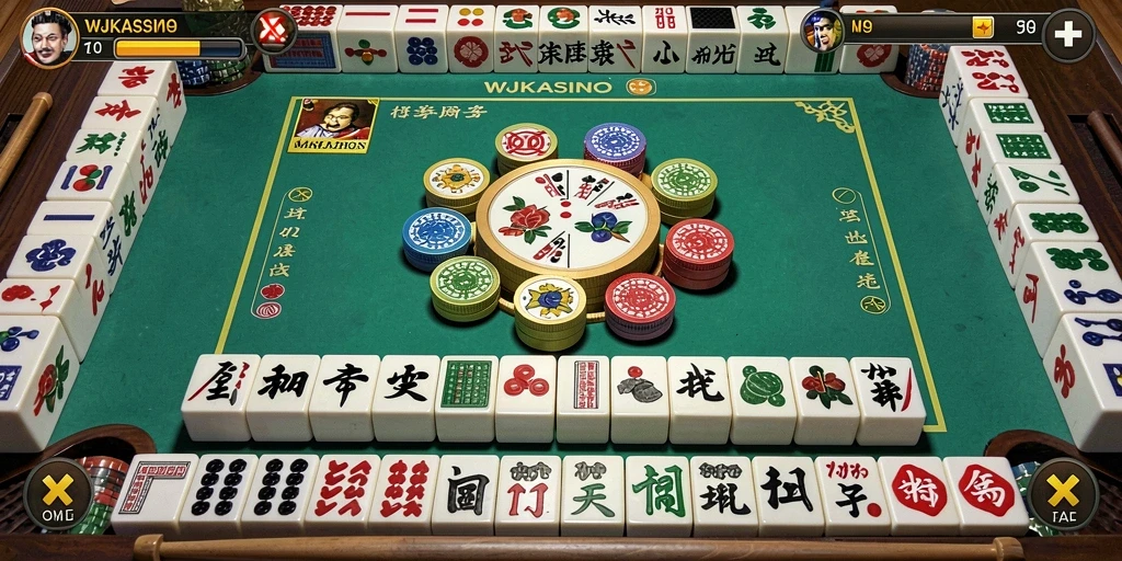 Tampilan gameplay seru dalam WJKASINO saat menyusun ubin Mahjong.